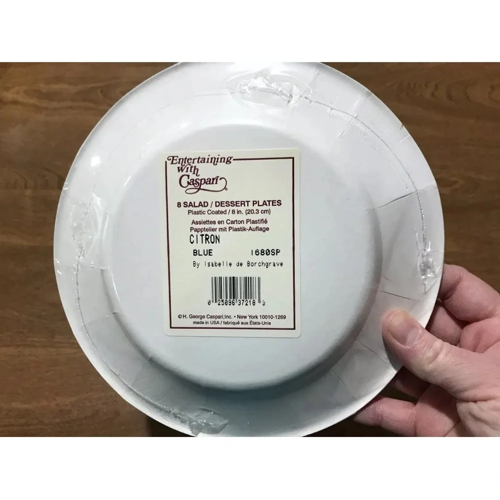 Isabelle De Borchgrave Caspari Salad Dessert Paper Plates Citron Lemon Blue Lot